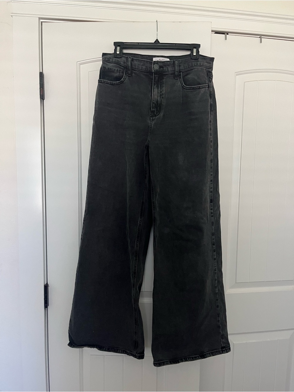 Carly Jean Los Angeles Washed Black Wide-Leg Jeans